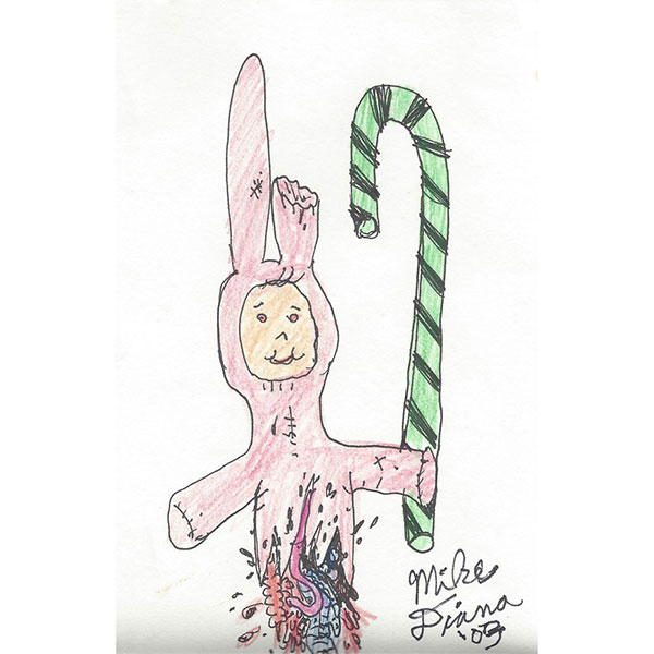 Candy Cane Rabbit,<br />
4" x 6",<br />
$50