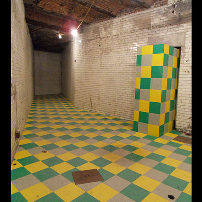 David Scanavino: floor-to-wall linoleum tile installation transformed the most curious & ambivalent rooms of ye Old Bronx Borough Courthouse