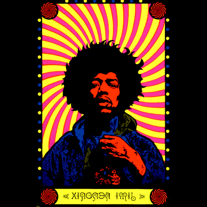 Jimi Hendrix Poster Psychedelic Animation del Jefe Sativa aka Johnny Chiba