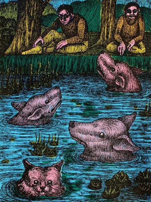 La noyade (Drowning) Cult Pump ed., color silkscreen on paper, 46 x 62 cm (18.1 x 24.4")