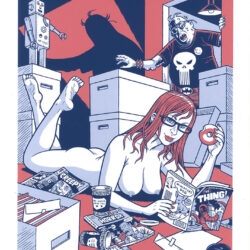 Danny Hellman - Nude With Comic Books Screenprint