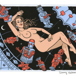 Danny Hellman - Nude With Toy Robots Screenprint