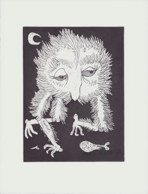 Hungry Critter, Etching by Mike Diana, 2025, France