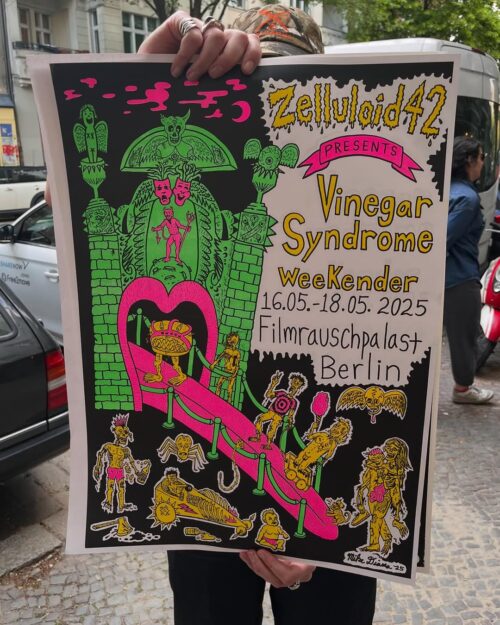Zelluloid42 Riso Print for Vinegar Syndrome Weekender by Mike Diana