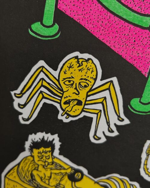 Spider Zombie - Zelluloid42 Riso Print for Vinegar Syndrome Weekender by Mike Diana