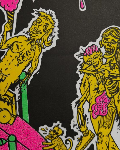 Zelluloid Zombies - Zelluloid42 Riso Print for Vinegar Syndrome Weekender by Mike Diana